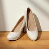 DREAM PAIRS Women’s Pumps Close Toe Low Heels Platform Heels Comfortable Office Work Dress Shoes for Women(White-pu)