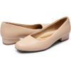 DREAM PAIRS Women’s Pumps Low Chunky Closed Toe Heels for Women Comfortable Casual Slip-On Dress Shoes for Wedding Work Office Party(Nude-pu)
