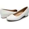 DREAM PAIRS Women’s Pumps Low Chunky Closed Toe Heels for Women Comfortable Casual Slip-On Dress Shoes for Wedding Work Office Party(White-pu)