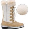DREAM PAIRS Women’s River_1 Mid Calf Waterproof Winter Snow Boots(Beige_white)