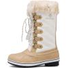 DREAM PAIRS Women’s River_1 Mid Calf Waterproof Winter Snow Boots(Beige_white)