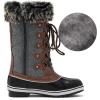 DREAM PAIRS Women’s River_1 Mid Calf Waterproof Winter Snow Boots(Black Grey)