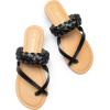 DREAM PAIRS Women’s Slip On Leather Braided Flip Flops Casual Cross Band Thong Slide Flat Sandals for Summer Beach Walking(Black)
