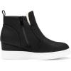 DREAM PAIRS Women’s Slip on High Top Wedge Sneakers Hidden Heel Platform Wedgie Ankle Booties(Black/Pu)