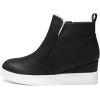 DREAM PAIRS Women’s Slip on High Top Wedge Sneakers Hidden Heel Platform Wedgie Ankle Booties(Black/Pu)