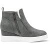 DREAM PAIRS Women’s Slip on High Top Wedge Sneakers Hidden Heel Platform Wedgie Ankle Booties(Grey/Pu)