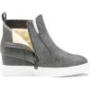 DREAM PAIRS Women’s Slip on High Top Wedge Sneakers Hidden Heel Platform Wedgie Ankle Booties(Grey/Pu)