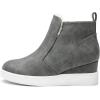 DREAM PAIRS Women’s Slip on High Top Wedge Sneakers Hidden Heel Platform Wedgie Ankle Booties(Grey/Pu)