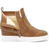 DREAM PAIRS Women’s Slip on High Top Wedge Sneakers Hidden Heel Platform Wedgie Ankle Booties(Tan/Pu)