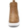 DREAM PAIRS Women’s Slip on High Top Wedge Sneakers Hidden Heel Platform Wedgie Ankle Booties(Tan/Pu)