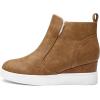 DREAM PAIRS Women’s Slip on High Top Wedge Sneakers Hidden Heel Platform Wedgie Ankle Booties(Tan/Pu)
