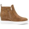 DREAM PAIRS Women’s Slip on High Top Wedge Sneakers Hidden Heel Platform Wedgie Ankle Booties(Tan/Pu)
