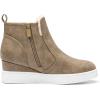 DREAM PAIRS Women’s Slip on High Top Wedge Sneakers Hidden Heel Platform Wedgie Ankle Booties(Taupe/Pu)