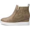 DREAM PAIRS Women’s Slip on High Top Wedge Sneakers Hidden Heel Platform Wedgie Ankle Booties(Taupe/Pu)