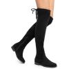 DREAM PAIRS Women’s Thigh High Boots Low Block Heel Casual Fashion Over the Knee Boots(Black-suede)