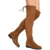 DREAM PAIRS Women’s Thigh High Boots Low Block Heel Casual Fashion Over the Knee Boots(Tan-suede)
