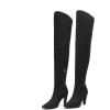 DREAM PAIRS Women’s Thigh High Boots Over The Knee Heels Long Sexy Pointed Toe Boots(Black/Suede)