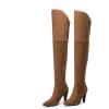 DREAM PAIRS Women’s Thigh High Boots Over The Knee Heels Long Sexy Pointed Toe Boots(Brown/Suede)