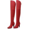 DREAM PAIRS Women’s Thigh High Boots Over The Knee Heels Long Sexy Pointed Toe Boots(Red/Suede)