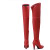 DREAM PAIRS Women’s Thigh High Boots Over The Knee Heels Long Sexy Pointed Toe Boots(Red/Suede)
