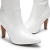DREAM PAIRS Women’s Thigh High Boots Over The Knee Heels Long Sexy Pointed Toe Boots(White/Pu)
