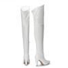 DREAM PAIRS Women’s Thigh High Boots Over The Knee Heels Long Sexy Pointed Toe Boots(White/Pu)