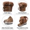 DREAM PAIRS Women’s Waterproof Winter Snow Boots, Warm Comfortable Faux Fur Insulated Non-Slip Outdoor Lace-Up Florin Mid Calf Booties(Tan)