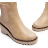 DREAM PAIRS Women’s Wedge Chelsea Ankle Boots Fashion Round Toe Low Wedge Heel Platform Booties Shoes(Nude-nubuck)