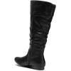 DREAM PAIRS Women’s Wide Calf Knee High Pull On Fall Weather Winter Boots(Black/Pu)