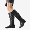 DREAM PAIRS Women’s Wide Calf Knee High Pull On Fall Weather Winter Boots(Black/Pu)