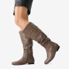 DREAM PAIRS Women’s Wide Calf Knee High Pull On Fall Weather Winter Boots(Wide/Calf/Khaki)