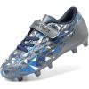 DREAM PAIRS Boys Girls Soccer Cleats Kids Football Shoes for Little/Big Kid(Dark Grey/Royal Blue)