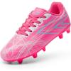 DREAM PAIRS Boys Girls Soccer Cleats Kids Youth Firm Ground Football Shoes for Little/Big Kid(Hot Pink)
