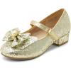 DREAM PAIRS Girls Dress Shoes Princess Shoes for Toddler Little Girl Mary Jane Low Heels Glitter Flower Party Wedding Footwear(Gold)