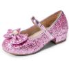 DREAM PAIRS Girls Dress Shoes Princess Shoes for Toddler Little Girl Mary Jane Low Heels Glitter Flower Party Wedding Footwear(Pink)