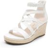 DREAM PAIRS Girls Wedge Sandals Flatform Open Toe Platform Sandals Flower Wedding Party for Little Kid/Big Kid(All White)