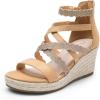 DREAM PAIRS Girls Wedge Sandals Flatform Open Toe Platform Sandals Flower Wedding Party for Little Kid/Big Kid(Camel)