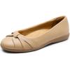 DREAM PAIRS Women’s Ballet Flats, Comfortable Round Toe Slip on Dressy Work Office Shoes with Arch Support(Nude)