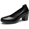 DREAM PAIRS Women’s Chunky Closed Toe Low Block Heels Work Pumps Comfortable Round Toe Dress Wedding Shoes Nereida(Black)