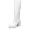 DREAM PAIRS Women’s Knee High Boots Square Toe Chunky Block Heel Side Zipper Platform Gogo Boots