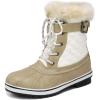 DREAM PAIRS Women’s Mid Calf WaterProof Winter Snow Boots(3-beige White)