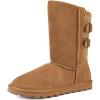 DREAM PAIRS Women’s Mid Calf Winter Snow Boots Fashion FuzzyChic Buckle Booties(Chesnut)