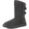 DREAM PAIRS Women’s Mid Calf Winter Snow Boots Fashion FuzzyChic Buckle Booties(Grey)