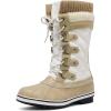 DREAM PAIRS Women’s Mid-Calf Waterproof Winter Snow Boots MONTE_02(Beige/White)