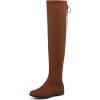 DREAM PAIRS Women’s Over The Knee High Low Block Heel Riding Boots Uplace Lei(Tan-lace)