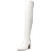 DREAM PAIRS Women’s Over The Knee Stretch Thigh High Boots Chunky High Heels Pointed Toe Long Fall Boots(White-pu)