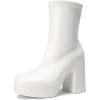DREAM PAIRS Women’s Platform Gogo Ankle Boots High Chunky Block Heel Square Toe Booties Shoes(White)