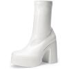 DREAM PAIRS Women’s Platform Gogo Ankle Boots High Chunky Block Heel Square Toe Booties Shoes(White-pat)