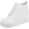 DREAM PAIRS Women’s Platform Wedge Sneakers Ankle Booties(White)