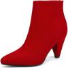 DREAM PAIRS Women’s Pointed Toe Ankle Boots High Heel Booties Fashion Zipper Dress Boots(Red/Suede)
